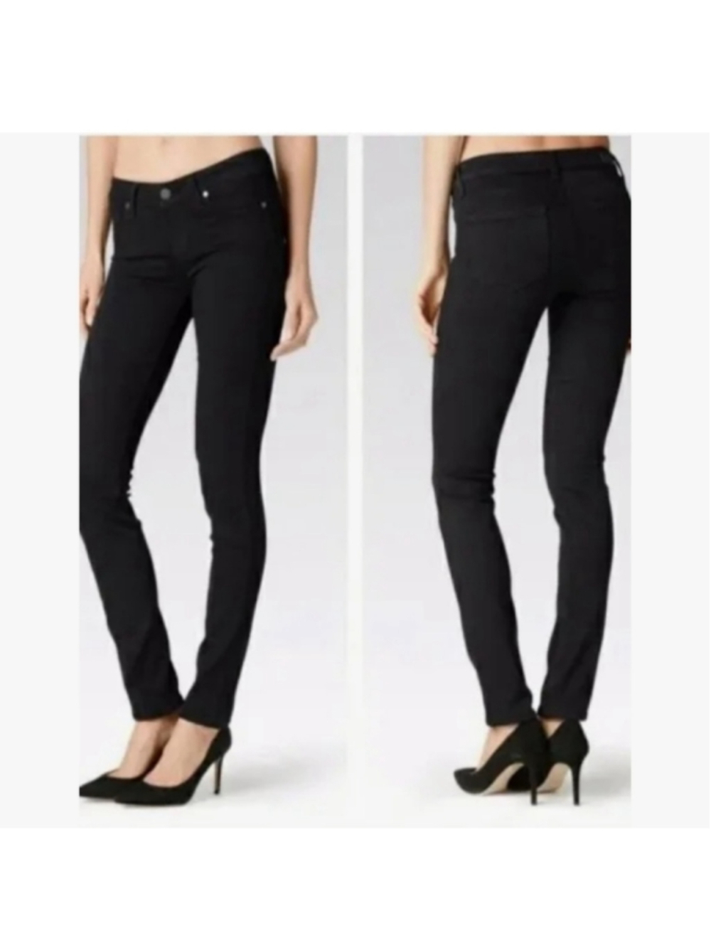 Paige Skyline Skinny Jeans in Black Medium Rise Size US29